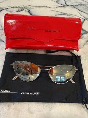 Khaite x Oliver Peoples Silver Cat-Eye Sunglasses